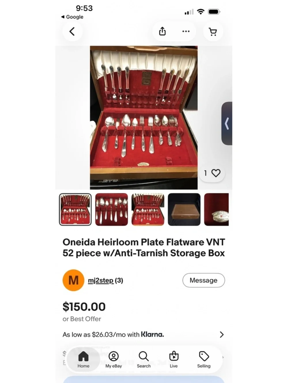 Vintage Heirloom Plate Silverware Set with Wooden Storage Box